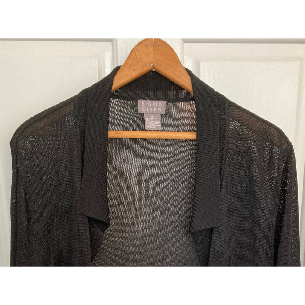 Sigrid Olsen Black Cardigan XL Folded Collar No Closures